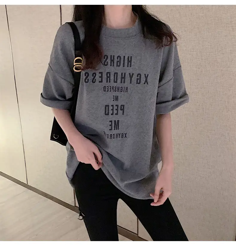 Women Loose Letter Print T-Shirt White Summer 2025 — feature 9