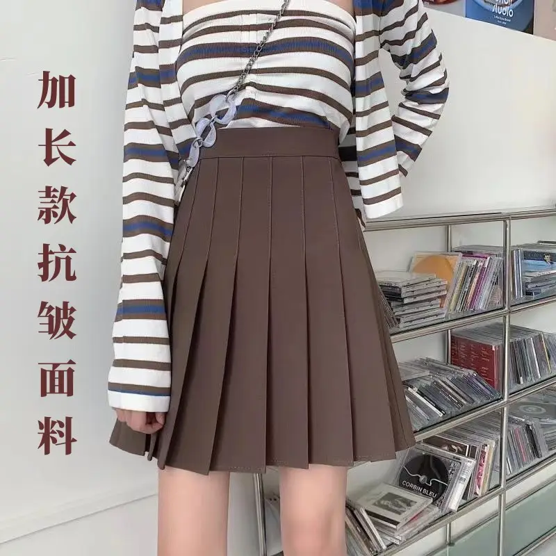 Black Pleated Skirt Women High Waist A-Line Slimming - Image 11