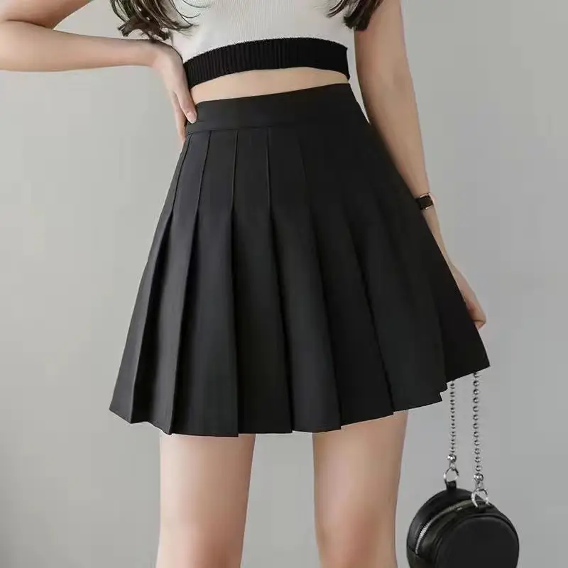 Black Pleated Skirt Women High Waist A-Line Slimming - Image 13