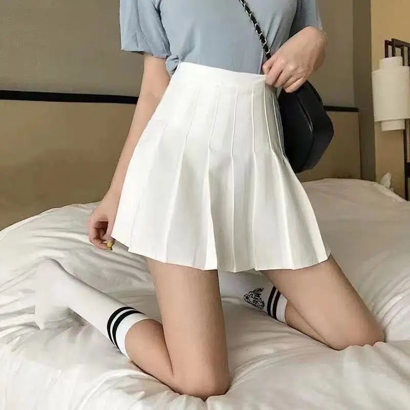 Black Pleated Skirt Women High Waist A-Line Slimming - Image 2