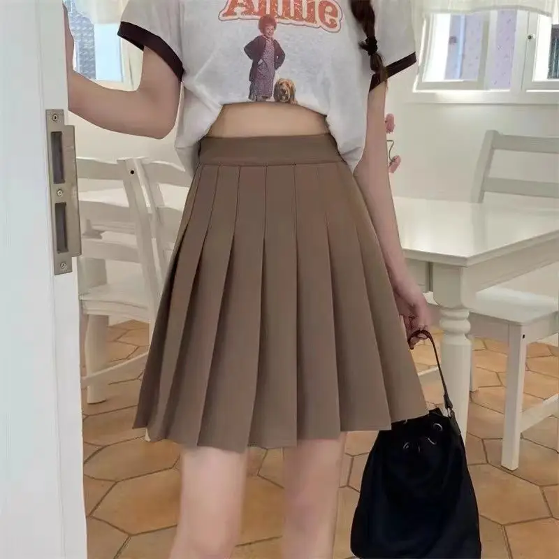 Black Pleated Skirt Women High Waist A-Line Slimming - Image 5