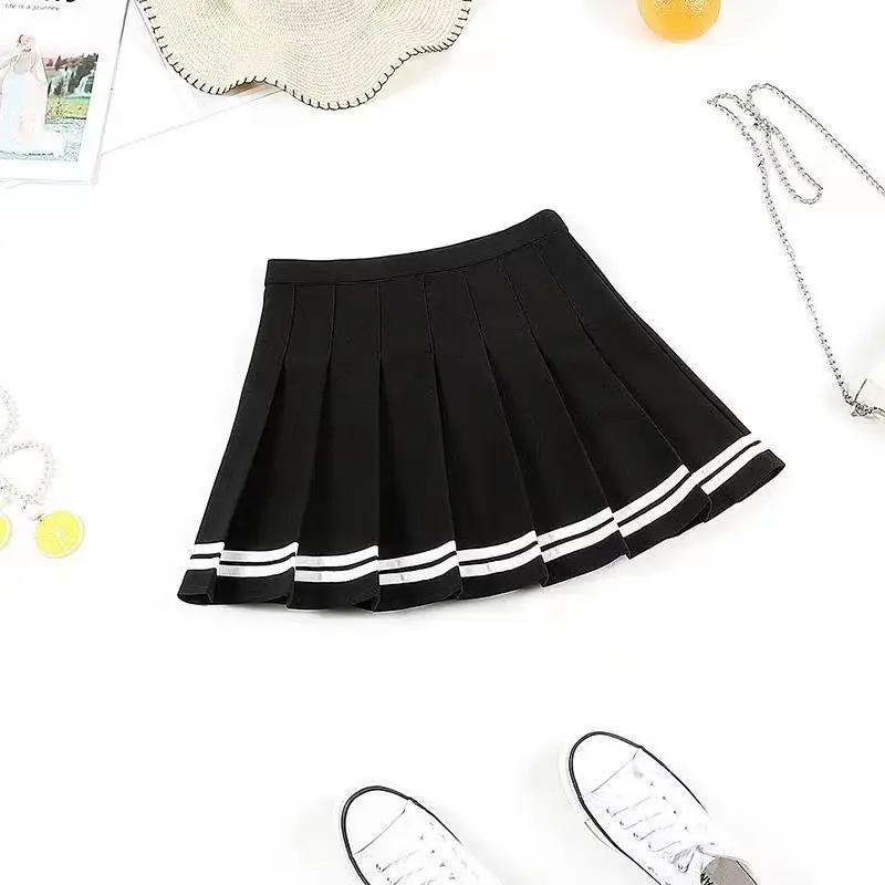Black Pleated Skirt Women High Waist A-Line Slimming - Image 6