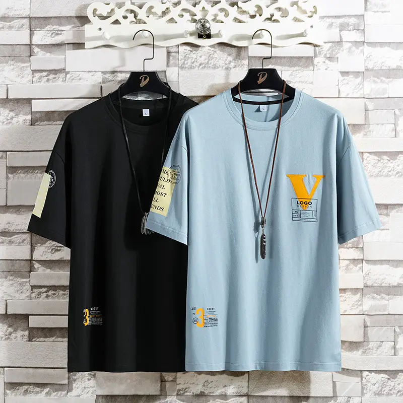 Men Black V-Logo T-Shirt Loose Fit 2025 - Image 4