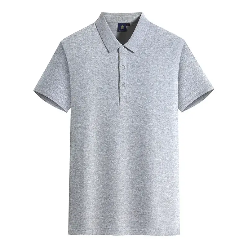 White Polo Shirt for Men Solid Cotton Plain Lapel Work - Image 4