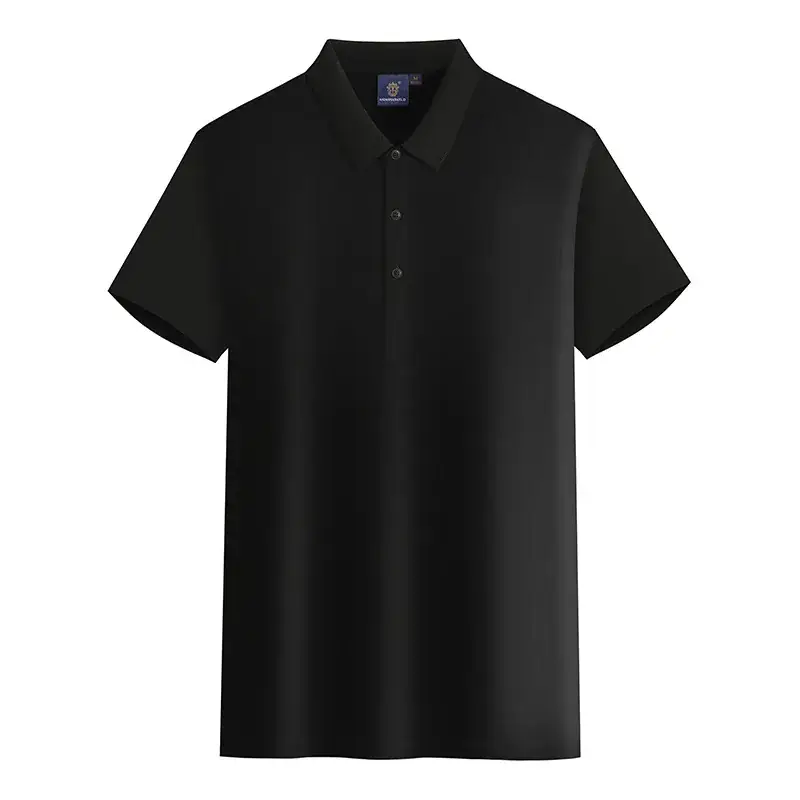 White Polo Shirt for Men Solid Cotton Plain Lapel Work - Image 5