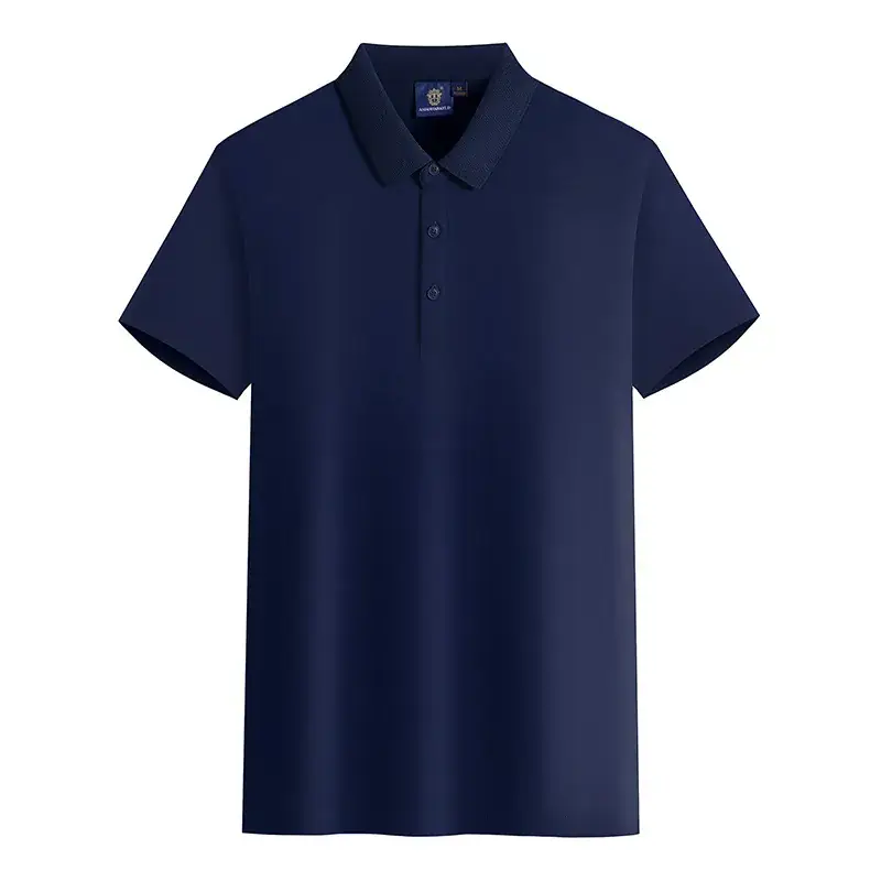 White Polo Shirt for Men Solid Cotton Plain Lapel Work - Image 7