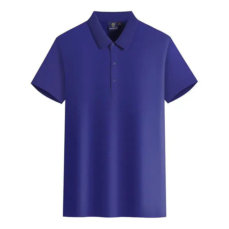 White Polo Shirt for Men Solid Cotton Plain Lapel Work - Image 8