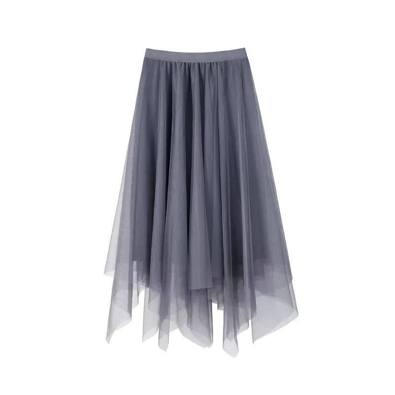 Green Mesh High Waist Skirt Set for Women