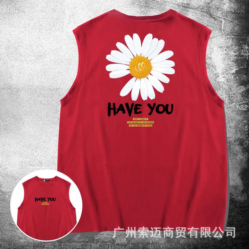 Black Daisy Sleeveless Vest Youth Trendy - Image 4