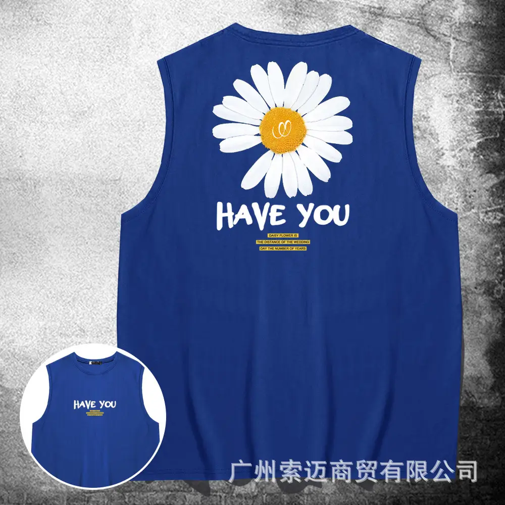 Black Daisy Sleeveless Vest Youth Trendy - Image 5