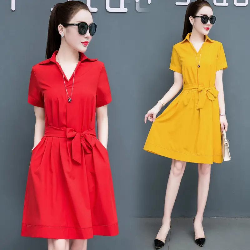 Women Red Korean Style Summer Dress 2020 - Image 4