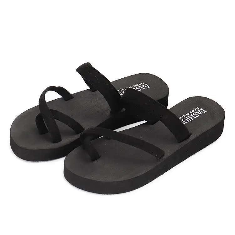 Women Black Cross Strap Wedge Slippers - Image 6
