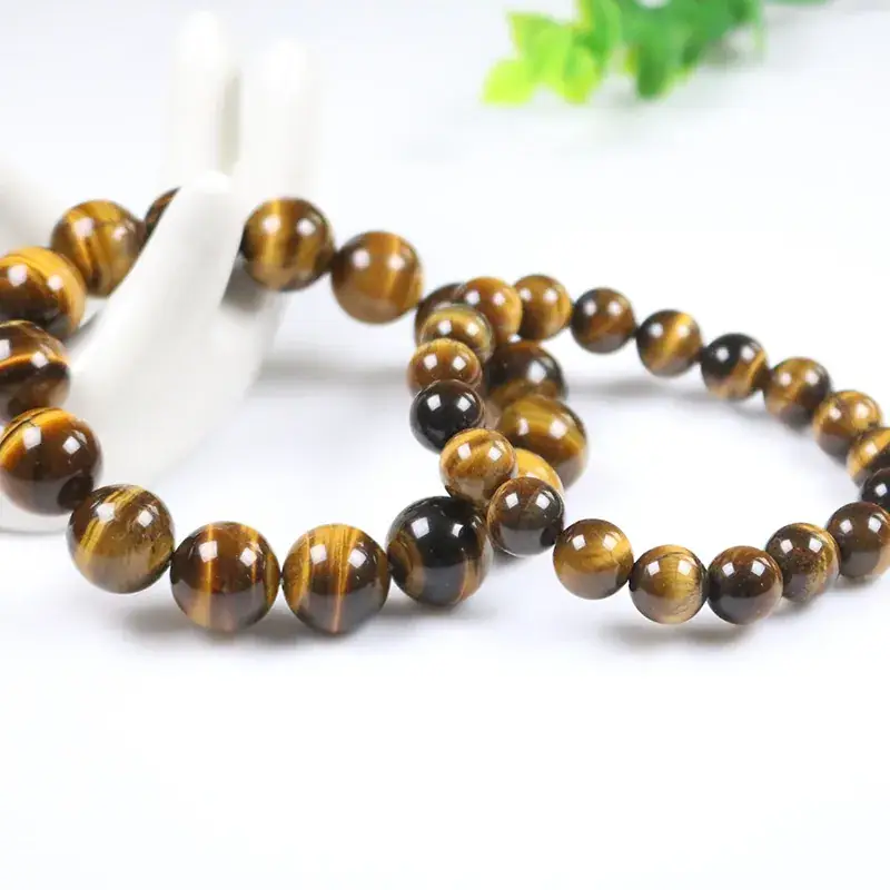 Natural Yellow Tiger Eye Bracelet Single Circle Lightning Stripe - Image 2