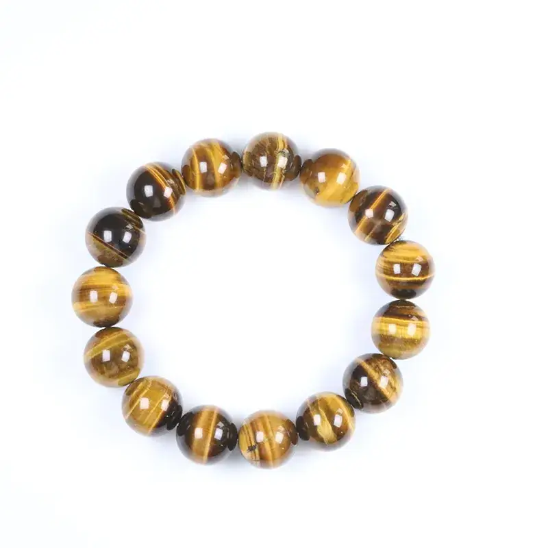 Natural Yellow Tiger Eye Bracelet Single Circle Lightning Stripe - Image 5