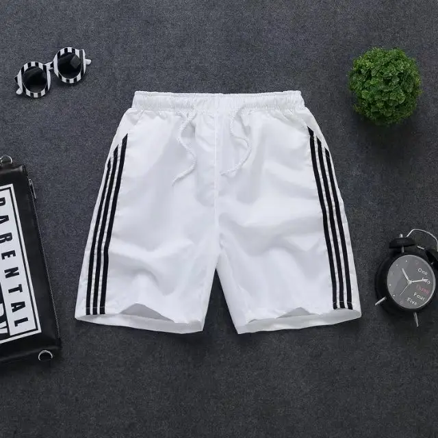Men White 3-Strip Casual Shorts Summer Wear - Image 3