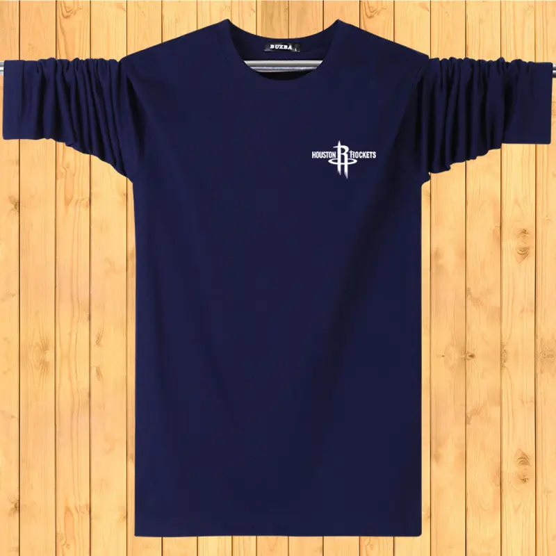 Men Navy Blue Long Sleeve T-Shirt Large - Image 4