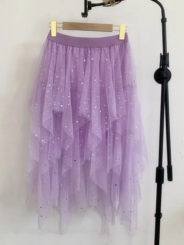 Factory Wholesale Pink Mesh Long Skirt for Women - Image 38