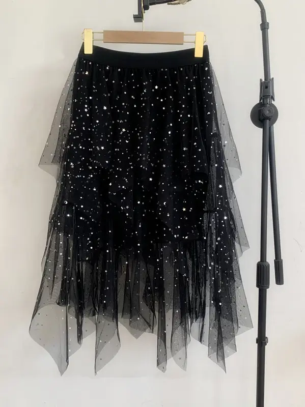 Factory Wholesale Pink Mesh Long Skirt for Women - Image 40