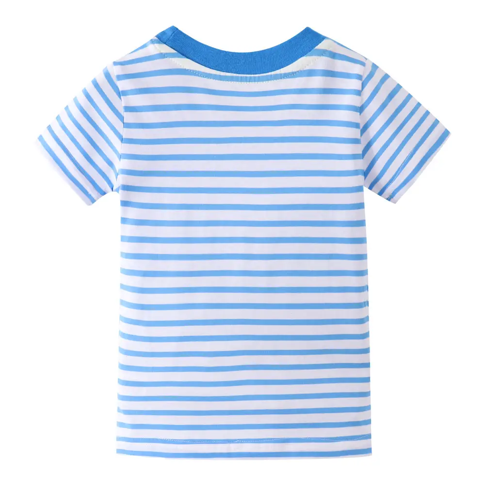 Summer Striped Green Truck Kids T-Shirt - Image 3