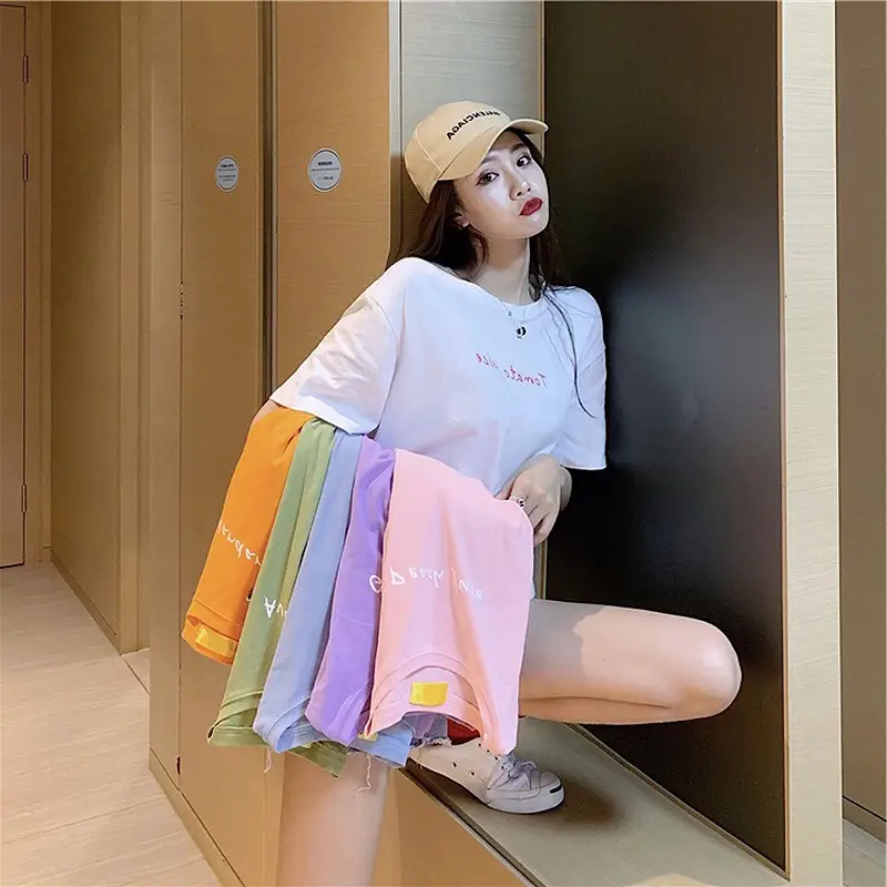 Women's Letter Printed Short Sleeve T-Shirt White Summer Casual - Image 2