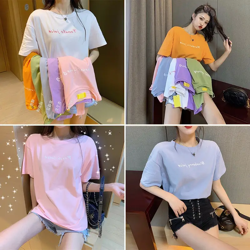 Women's Letter Printed Short Sleeve T-Shirt White Summer Casual - Image 4