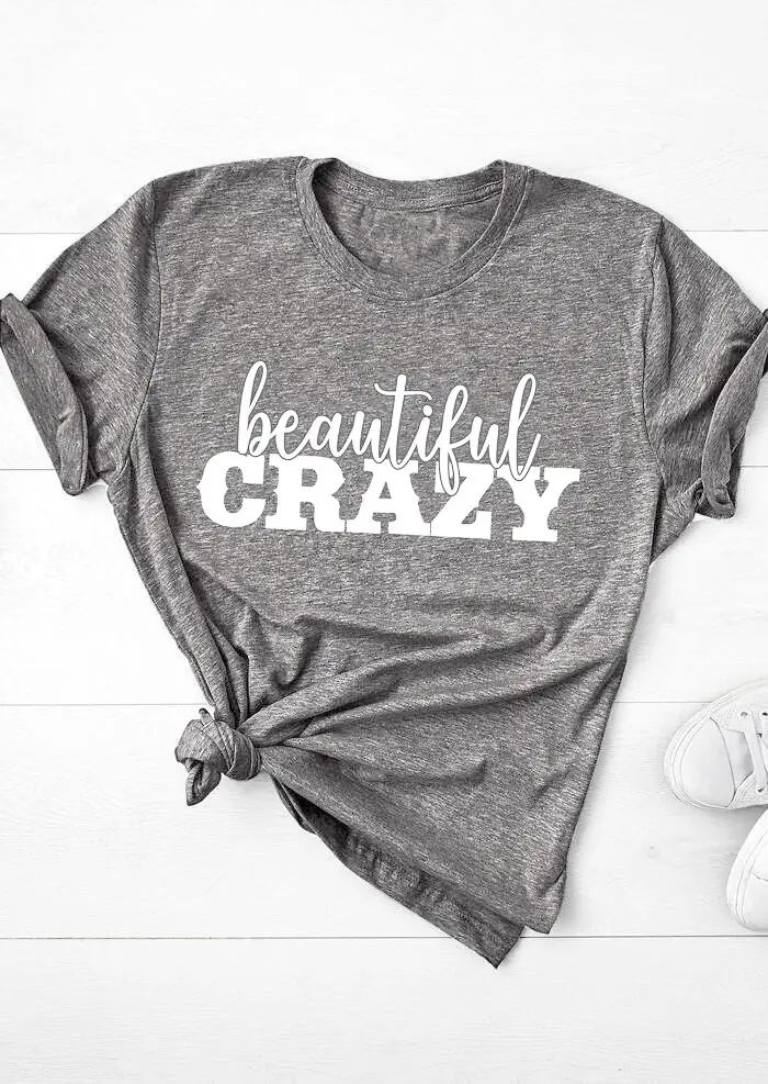Beautiful Crazy Letter Short Sleeve T-Shirt Yellow - Image 10