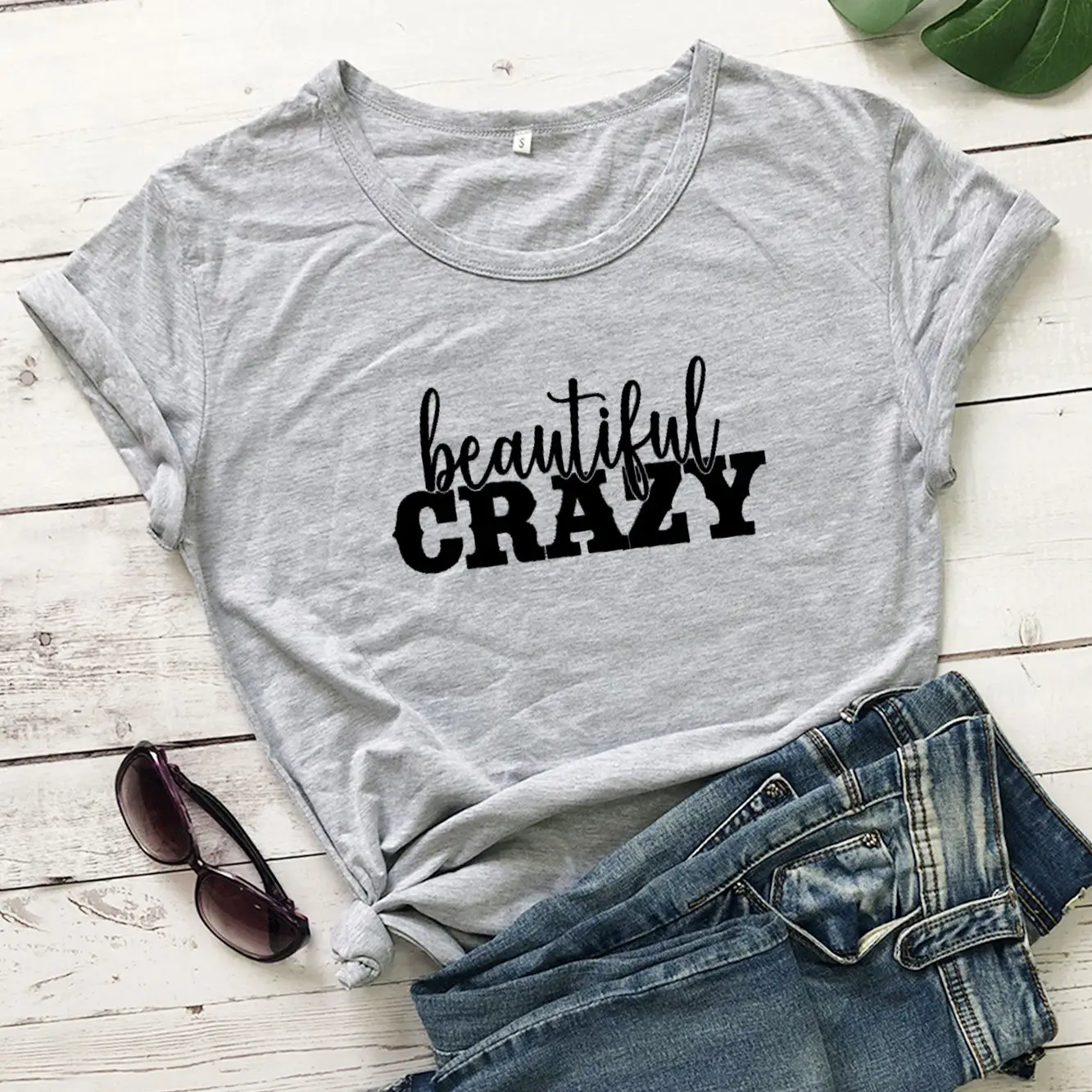 Beautiful Crazy Letter Short Sleeve T-Shirt Yellow - Image 5