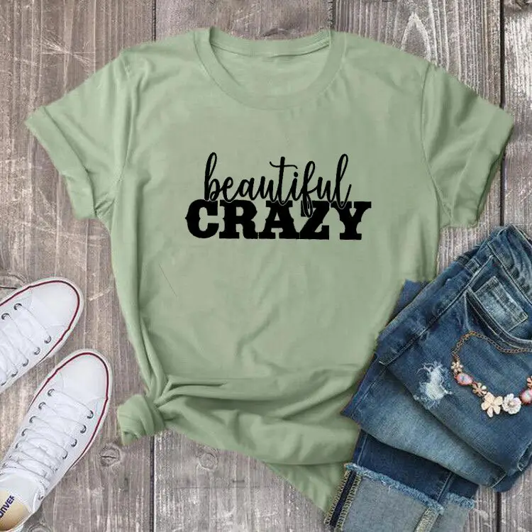 Beautiful Crazy Letter Short Sleeve T-Shirt Yellow - Image 7