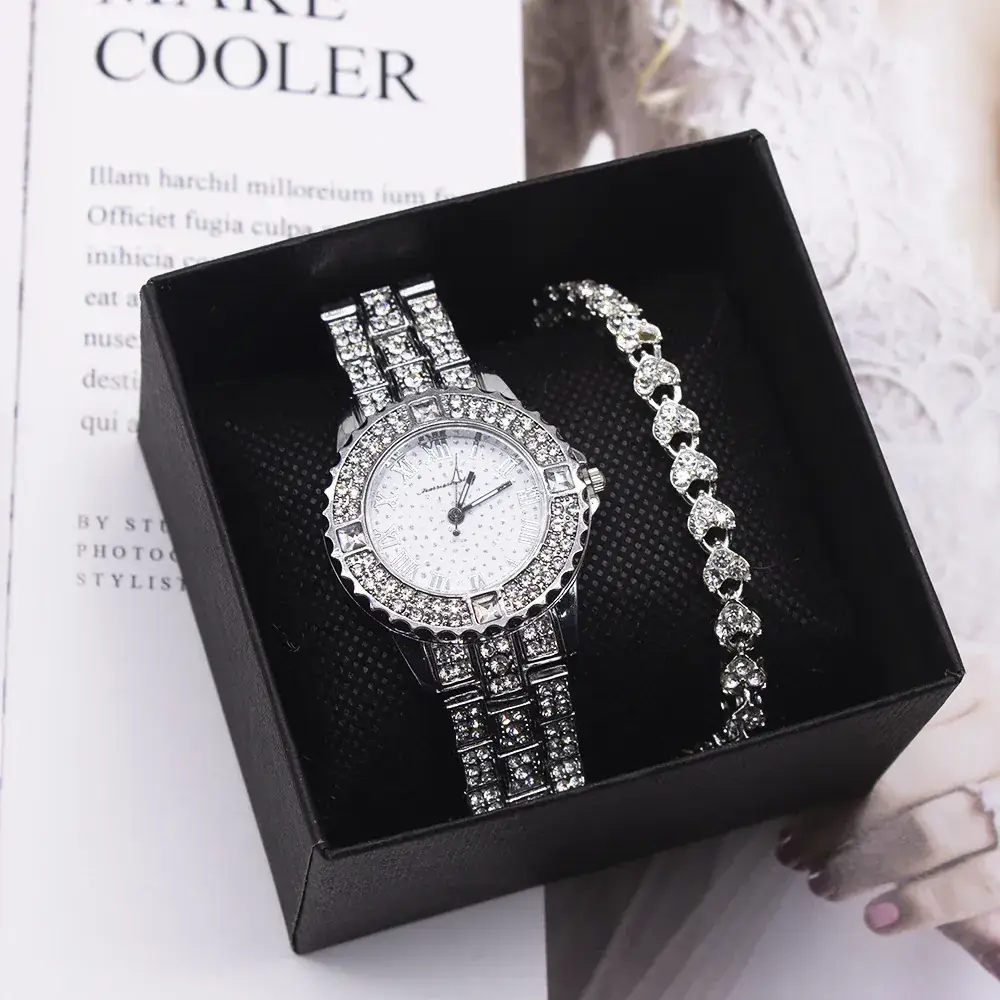 Women Cross-Border Watch Set with Diamond Watch Case