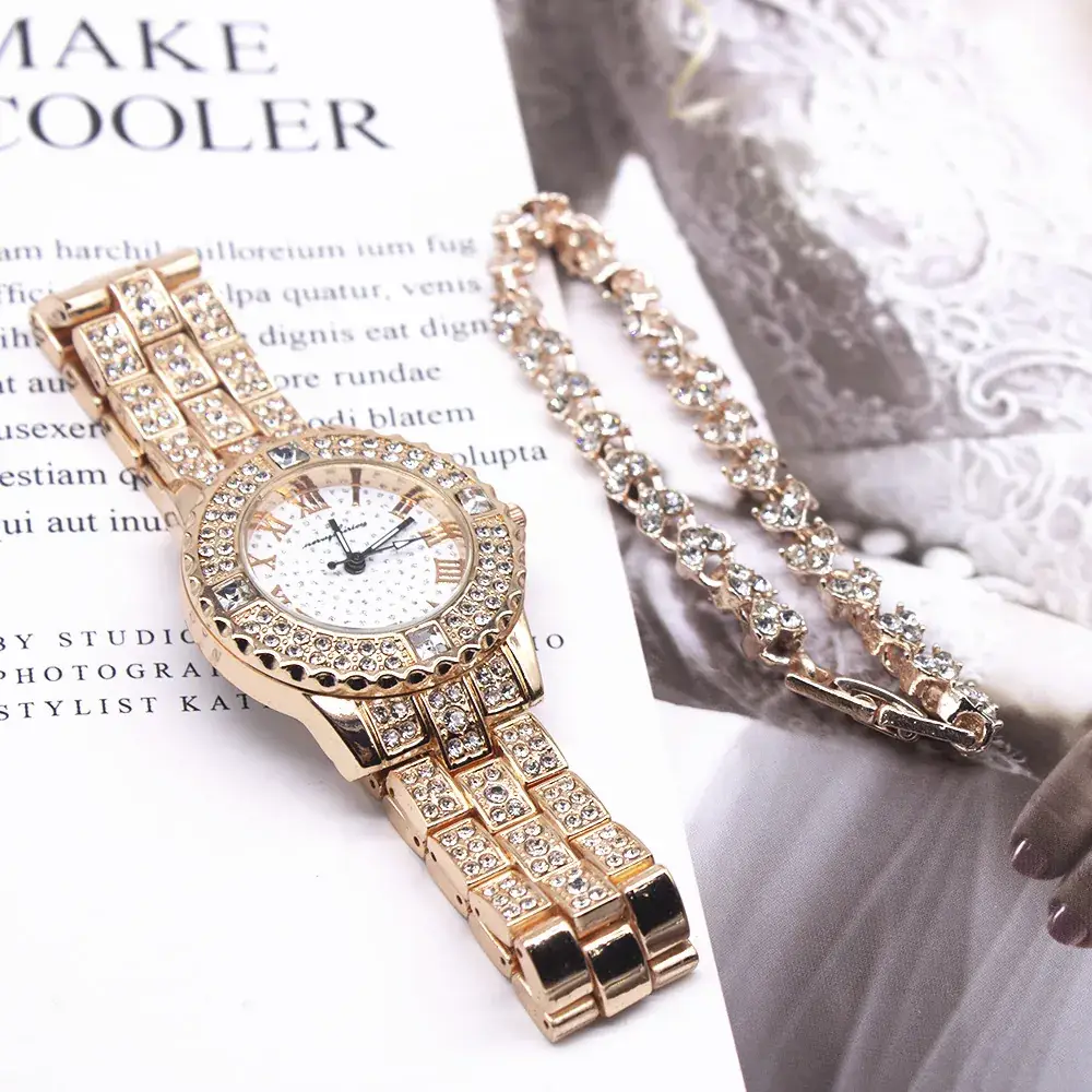 Women Cross-Border Watch Set with Diamond Watch Case