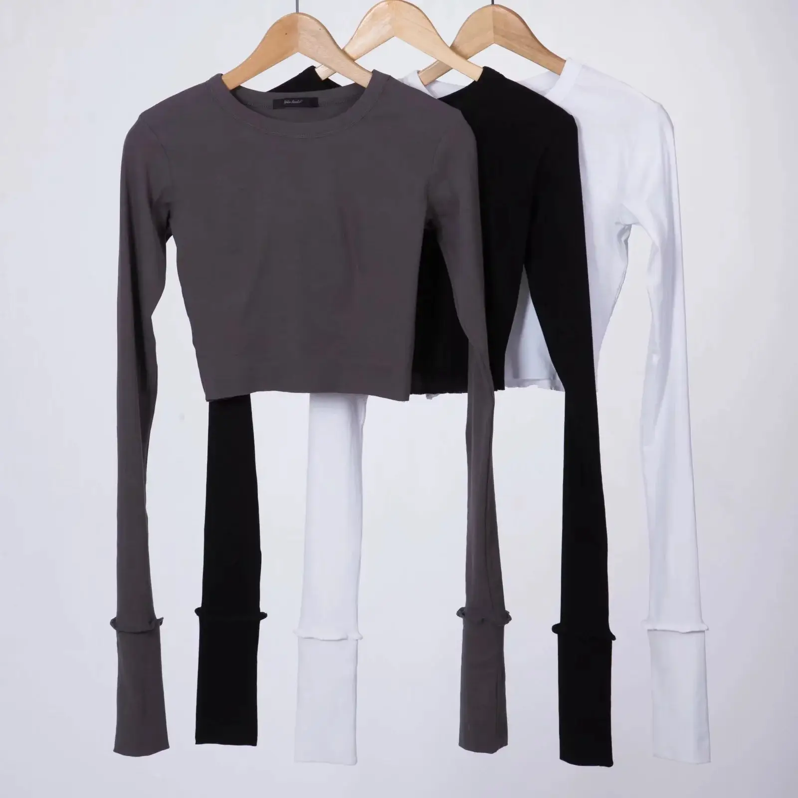 Black Long Sleeve Cuff Neck T-Shirt for Women - Image 4