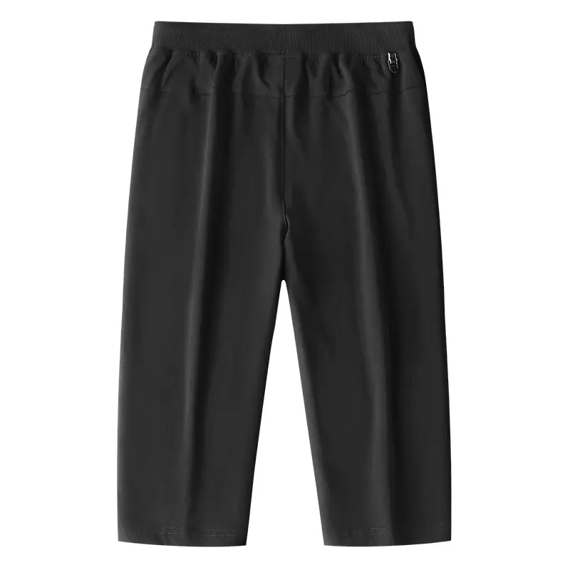 Men Knitted Capri Pants Navy Blue Large - Image 6