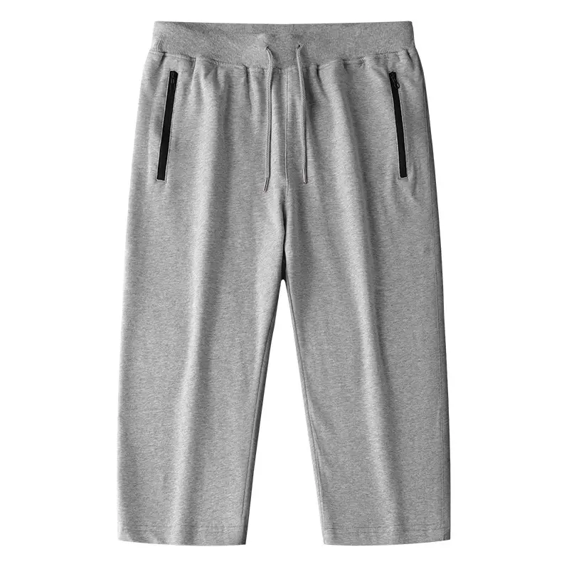 Men Knitted Capri Pants Navy Blue Large - Image 2