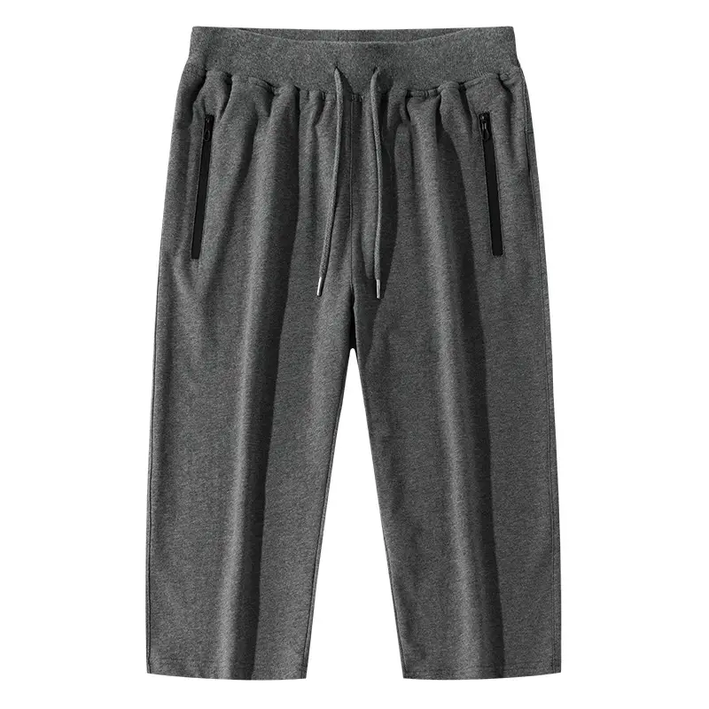 Men Knitted Capri Pants Navy Blue Large - Image 4