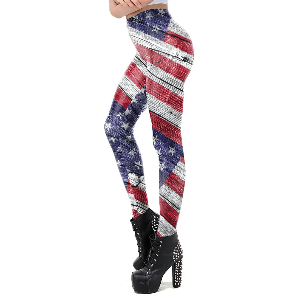 Women's American Flag Printed Slim Fit Leggings KDK2057