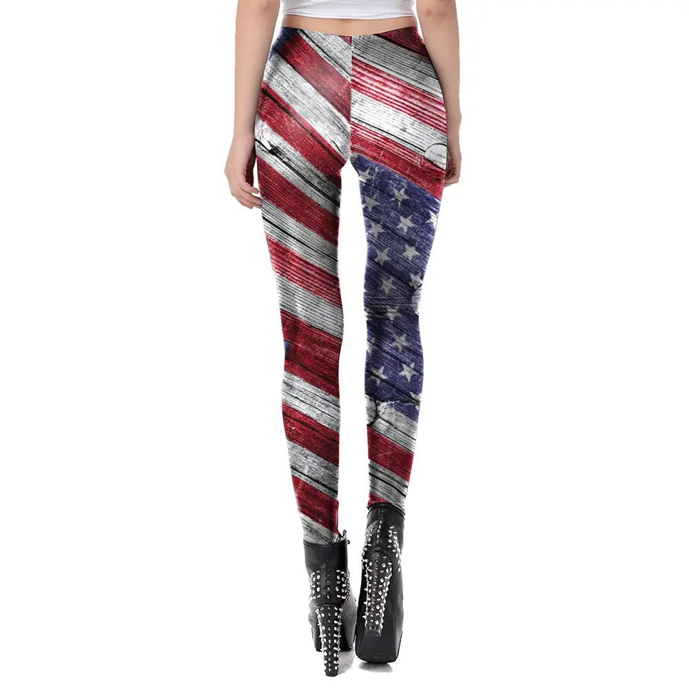 Women's American Flag Printed Slim Fit Leggings KDK2057