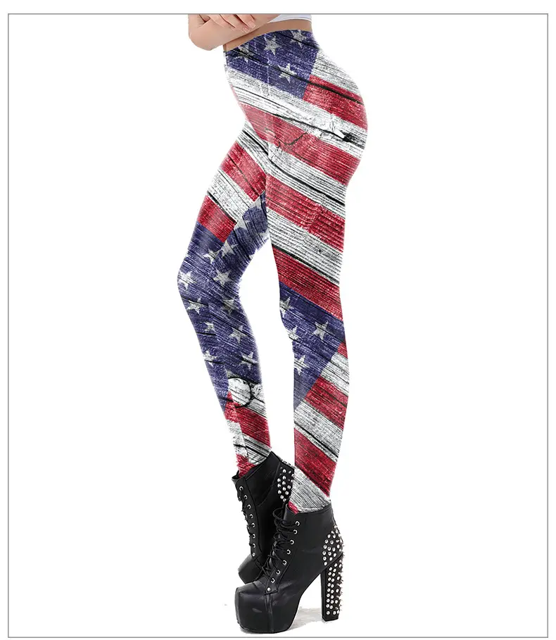 Women's American Flag Printed Slim Fit Leggings KDK2057 — feature 10