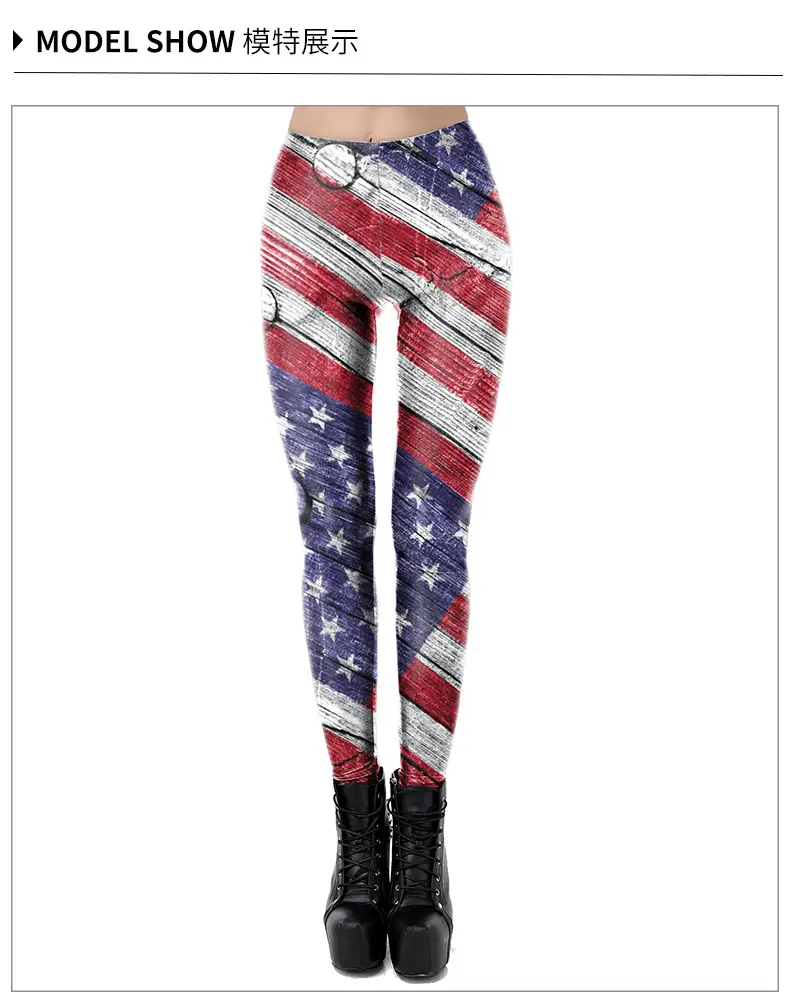 Women's American Flag Printed Slim Fit Leggings KDK2057 — feature 9