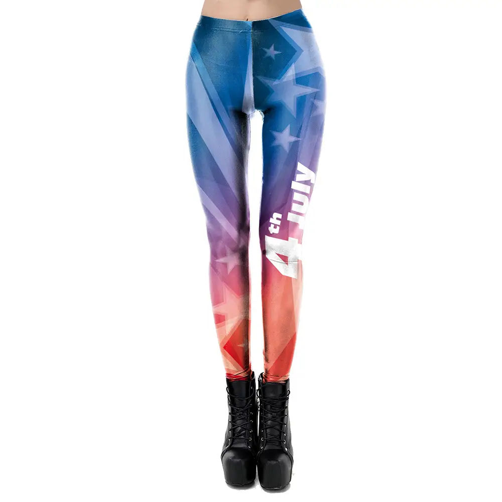 Women's American Flag Printed Slim Fit Leggings KDK2057