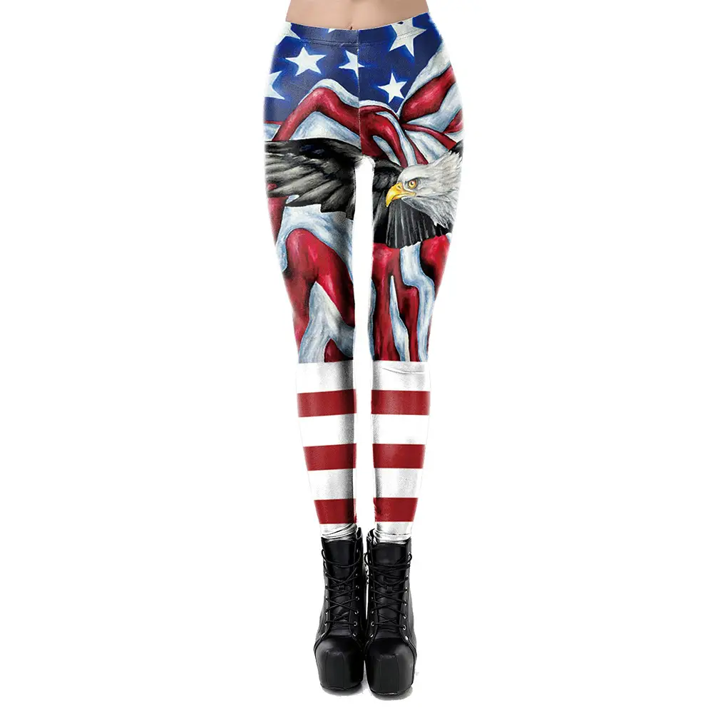Women's American Flag Printed Slim Fit Leggings KDK2057
