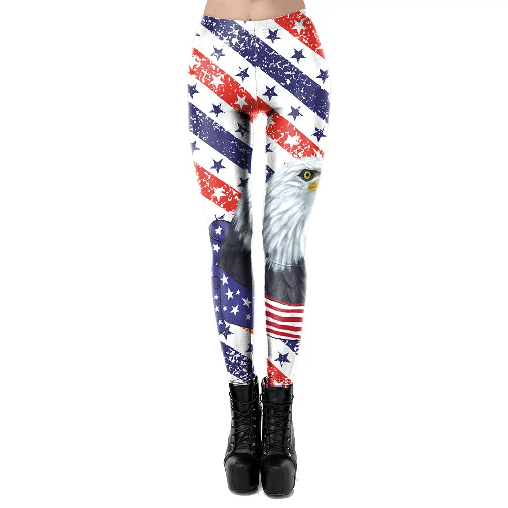 Women's American Flag Printed Slim Fit Leggings KDK2057