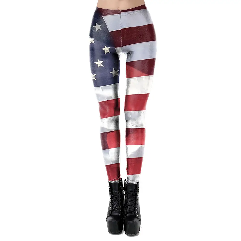 Women's American Flag Printed Slim Fit Leggings KDK2057
