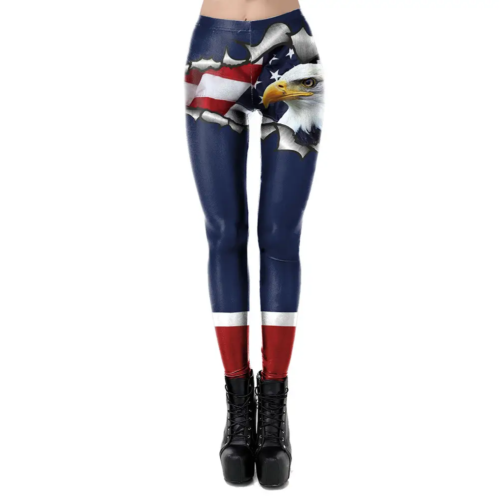 Women's American Flag Printed Slim Fit Leggings KDK2057