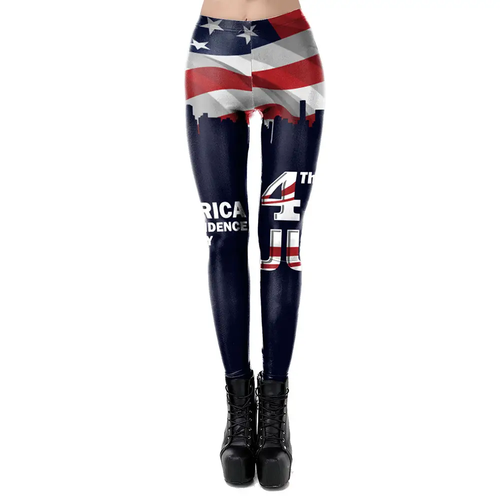 Women's American Flag Printed Slim Fit Leggings KDK2057