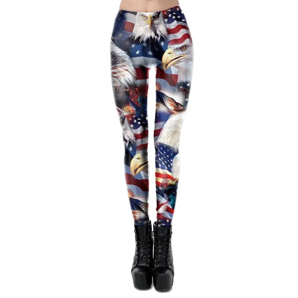 Women's American Flag Printed Slim Fit Leggings KDK2057