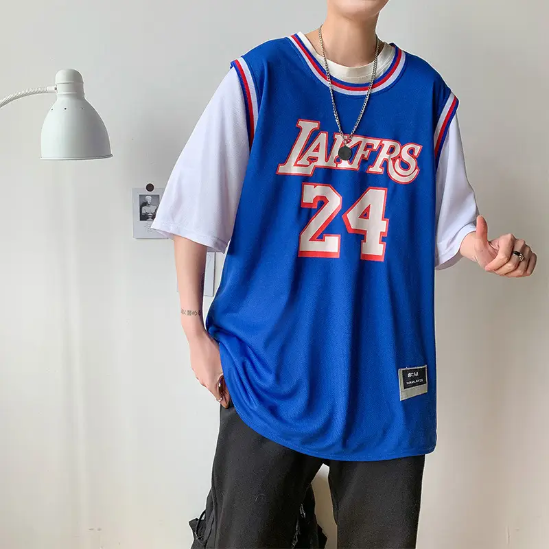 Lakers 24 Blue T-Shirt Short Sleeve Yellow - Image 3