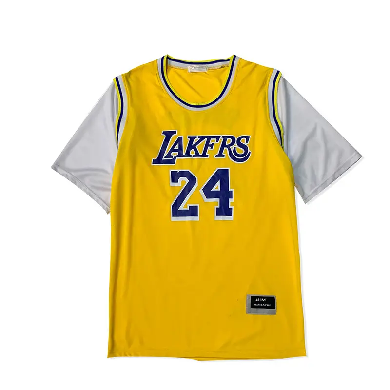 Lakers 24 Blue T-Shirt Short Sleeve Yellow - Image 5