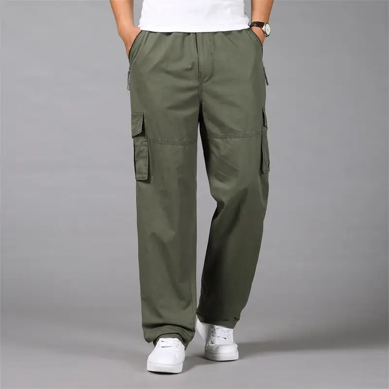 Men Olive Green Multi-Pocket Cargo Pants 2025 - Image 7