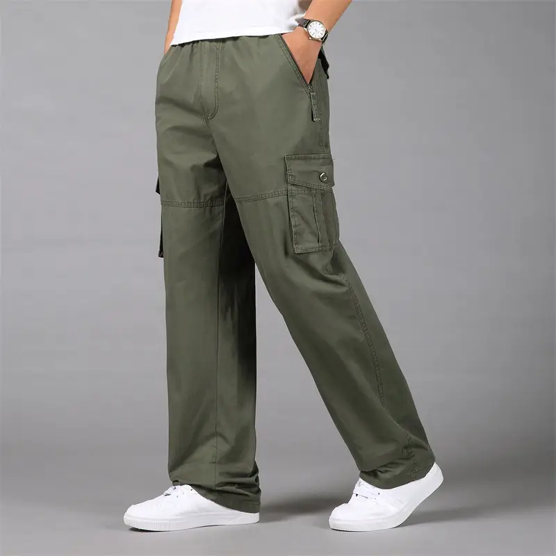 Men Olive Green Multi-Pocket Cargo Pants 2025 - Image 2