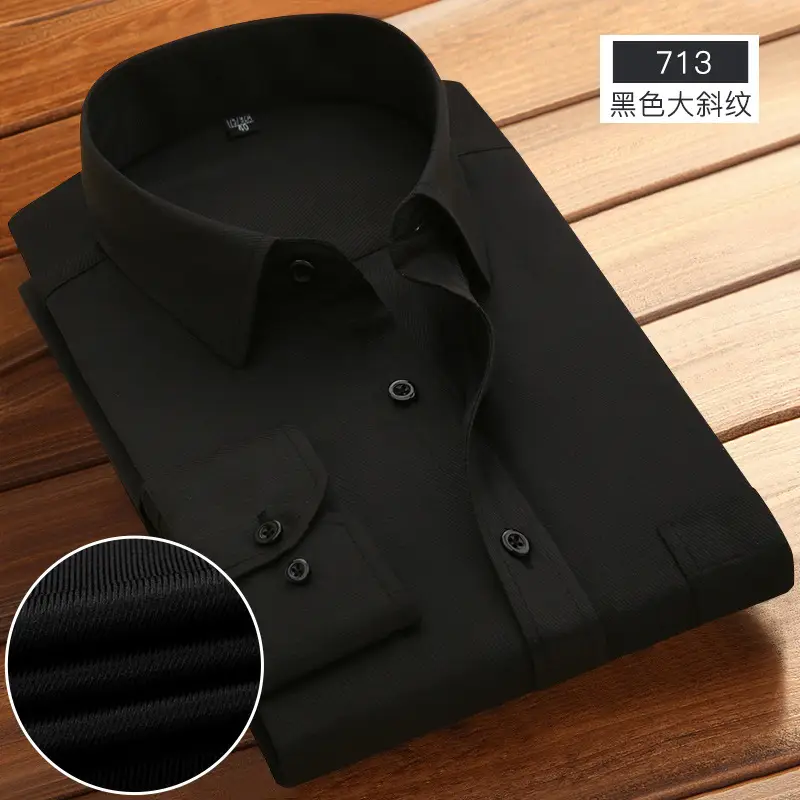 Navy Blue Slim Fit Business Shirt for Men - Image 71